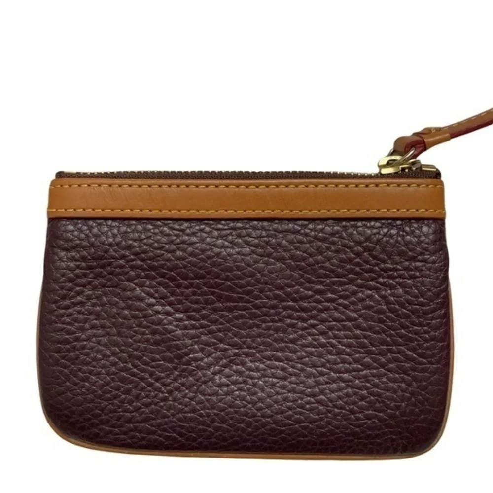 Dooney & Bourke purple and brown leather cosmetic bag